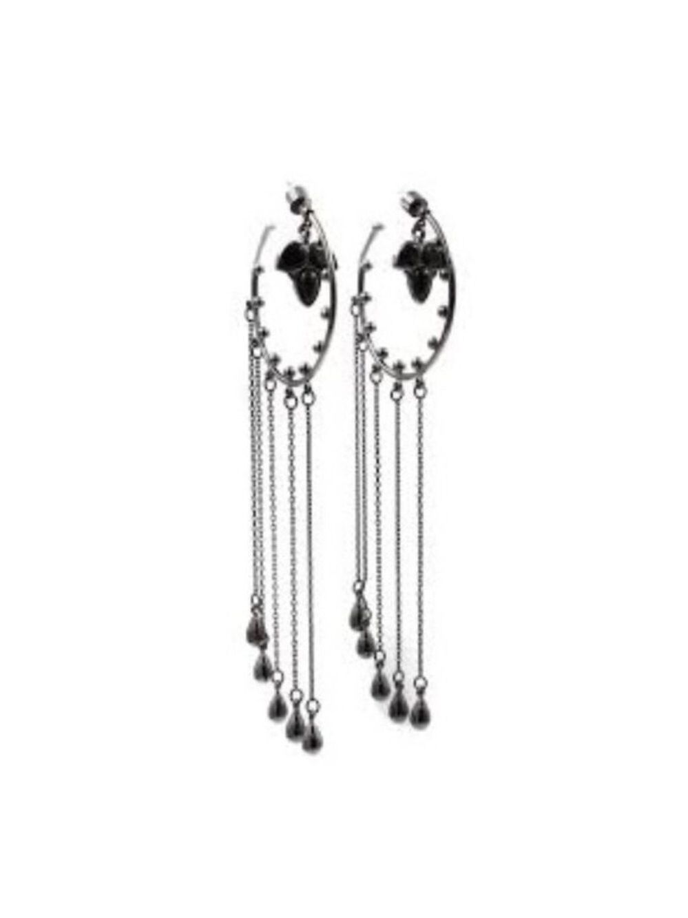 BCBGeneration Chain Drop Hematite Hoop Earrings